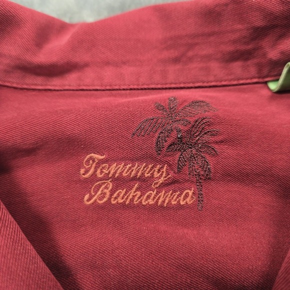 Tommy Bahama Catalina Twill Camp Shirt Mens 3XB Wine Silk Hawaiian Resort Casual - Picture 4 of 8